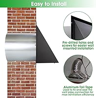 Vista 6 de Cubierta de ventilación de pared de 12 pulgadas, tapa de ventilación para secadora, ventilación de pared exterior con capucha con pantalla