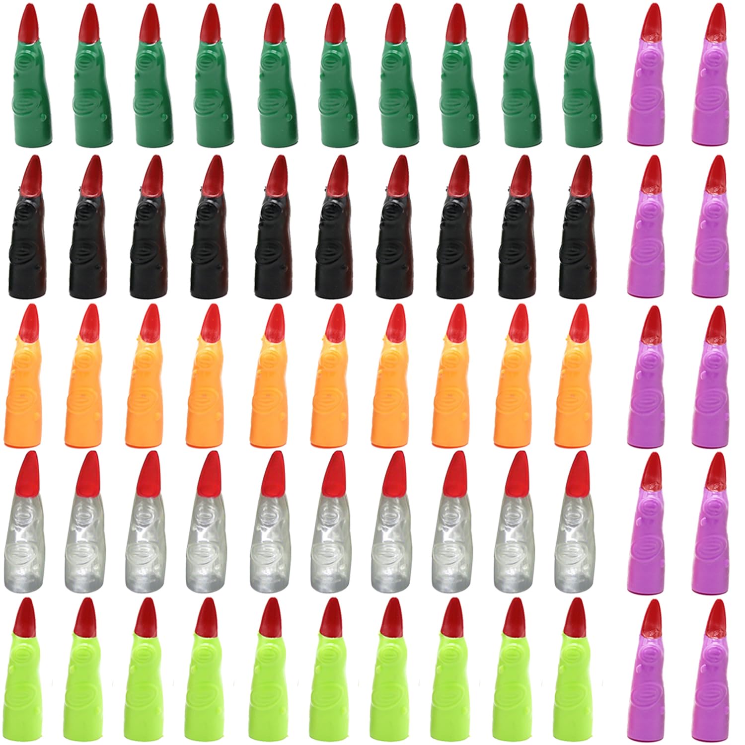 Lezevn Halloween Witch Finger Zombie Fingers Martian Claws Nails Cosplay Finger Tips Witch Costume Accessory for Kids Women Dress Up (random color) (60)