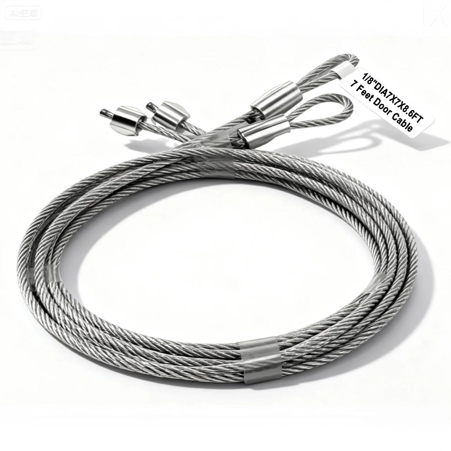 Heavy Duty Garage Door Torsion Spring Cable, 8.6 ft x 1/8" Spring Wire Rope, Galvanized Spring Cable Replacement, Fits 7ft Garage Doors (2 Pack)