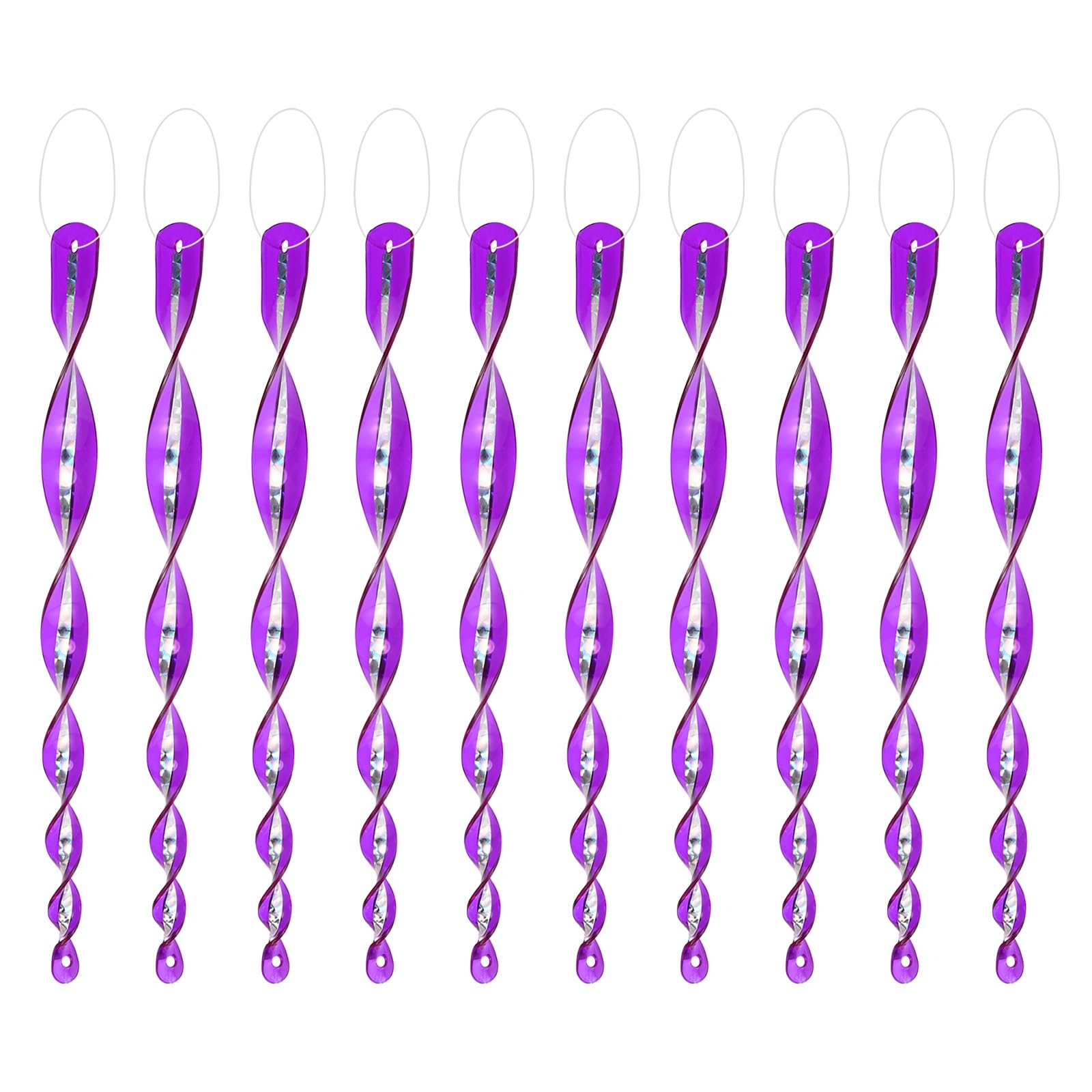 M METERXITY 10-Pack Bird Reflective Rods 12 Inch Laser Spiral Bird Scare Rods Hanging Birds Deterrent Device for Yard/Patio/Garden/Farm/Decoration [Purple]