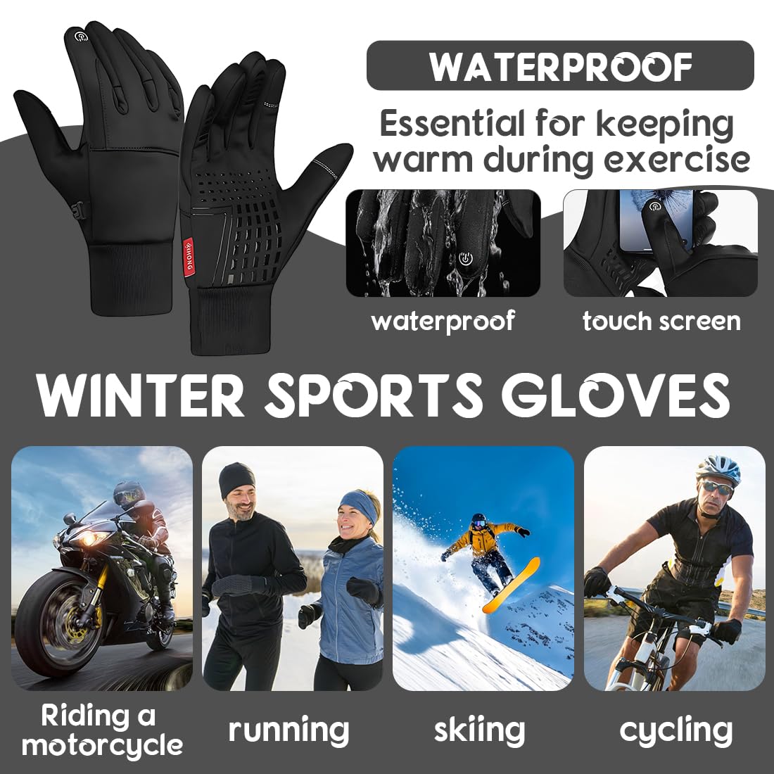 Guantes Térmicos Impermeables Calefactables Conducir Coche Invierno Hombre Mujer Táctiles Móvil Bicicleta Ciclismo Moto Nieve Esquí L Negros