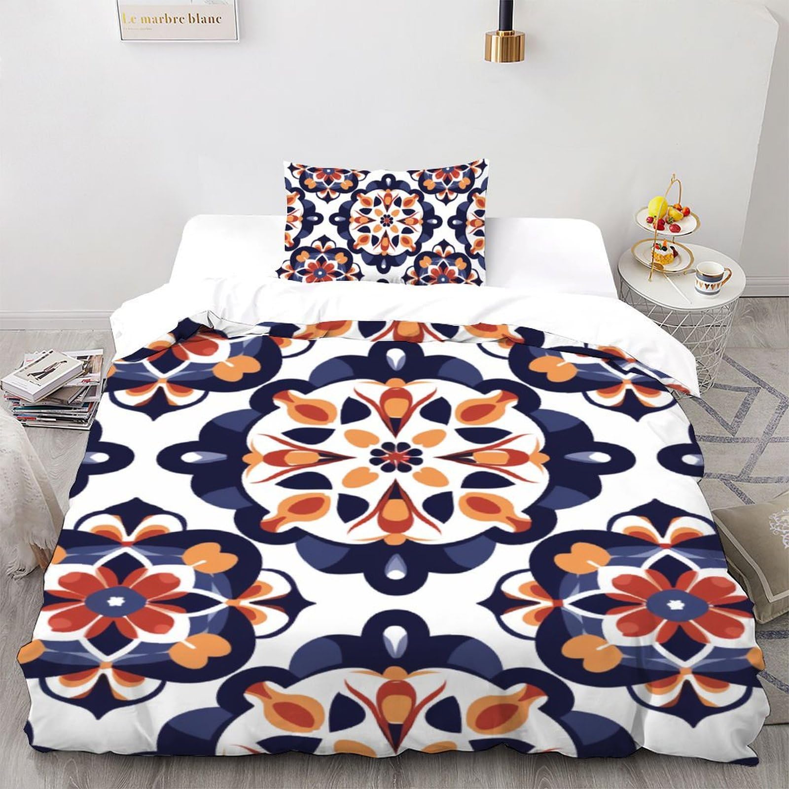 Housse de couette floral microfibre super douce parure de lit 135x200 single