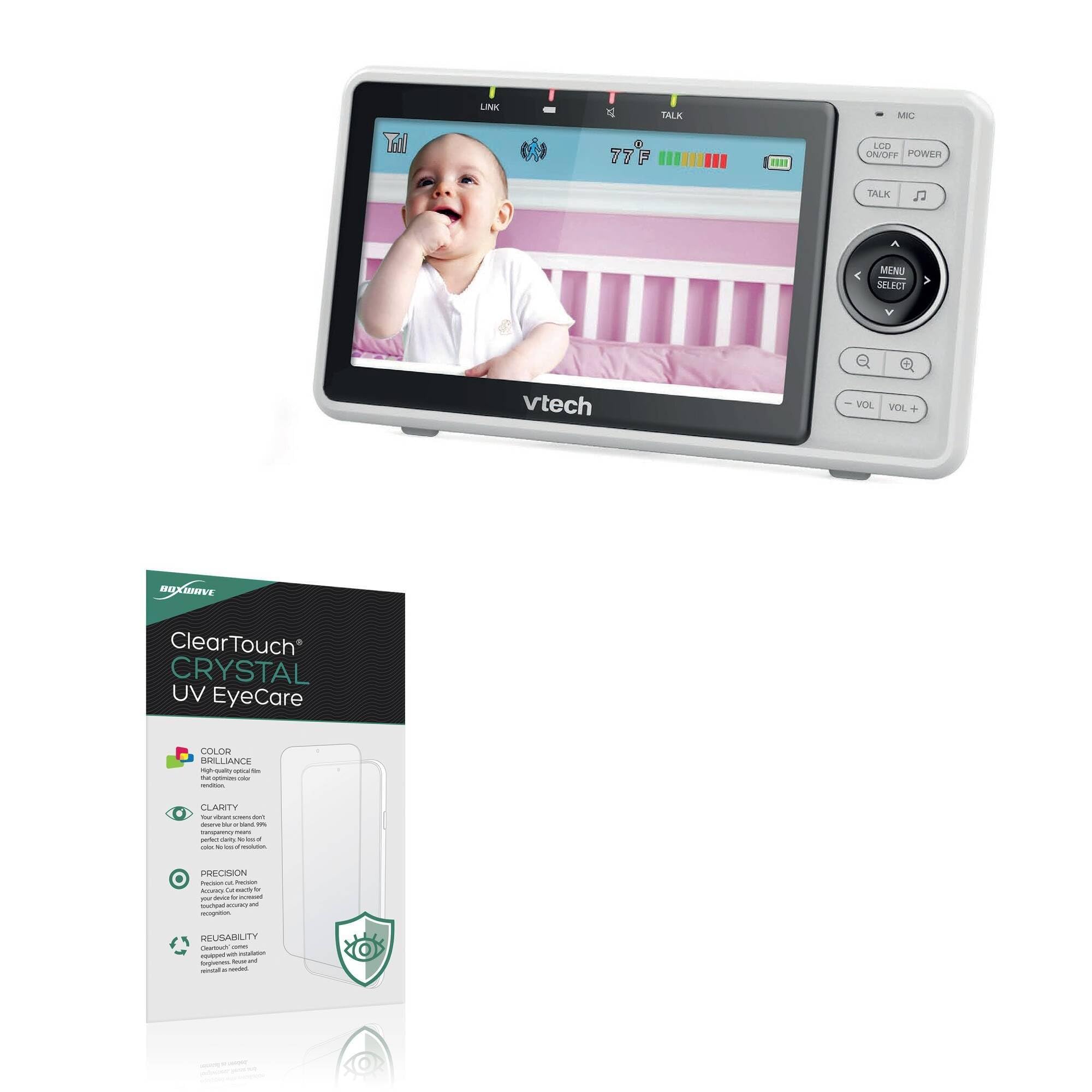 BoxWave Screen Protector Compatible With VTech VM901 - ClearTouch Crystal Anti-UV EyeCare (2-Pack), Filters out Harmful Blue Light Reduce Fatigue