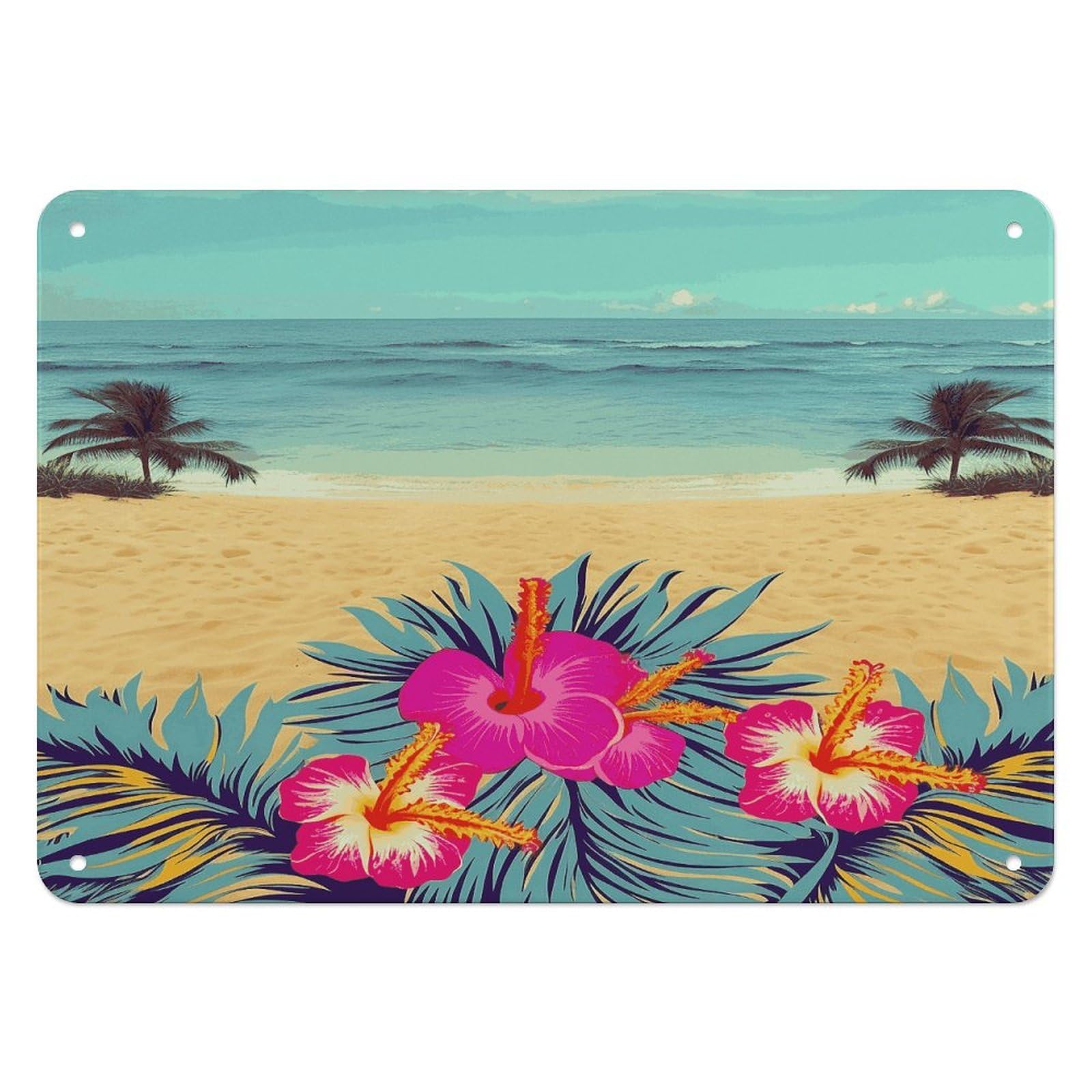 Btcowzrv Style Hello Hawaii Metal Sign, 5.5" X 7.9" Tin Wall Decor, Wall Art Plaques For Home Wedding Decor Room Living Room Decoration