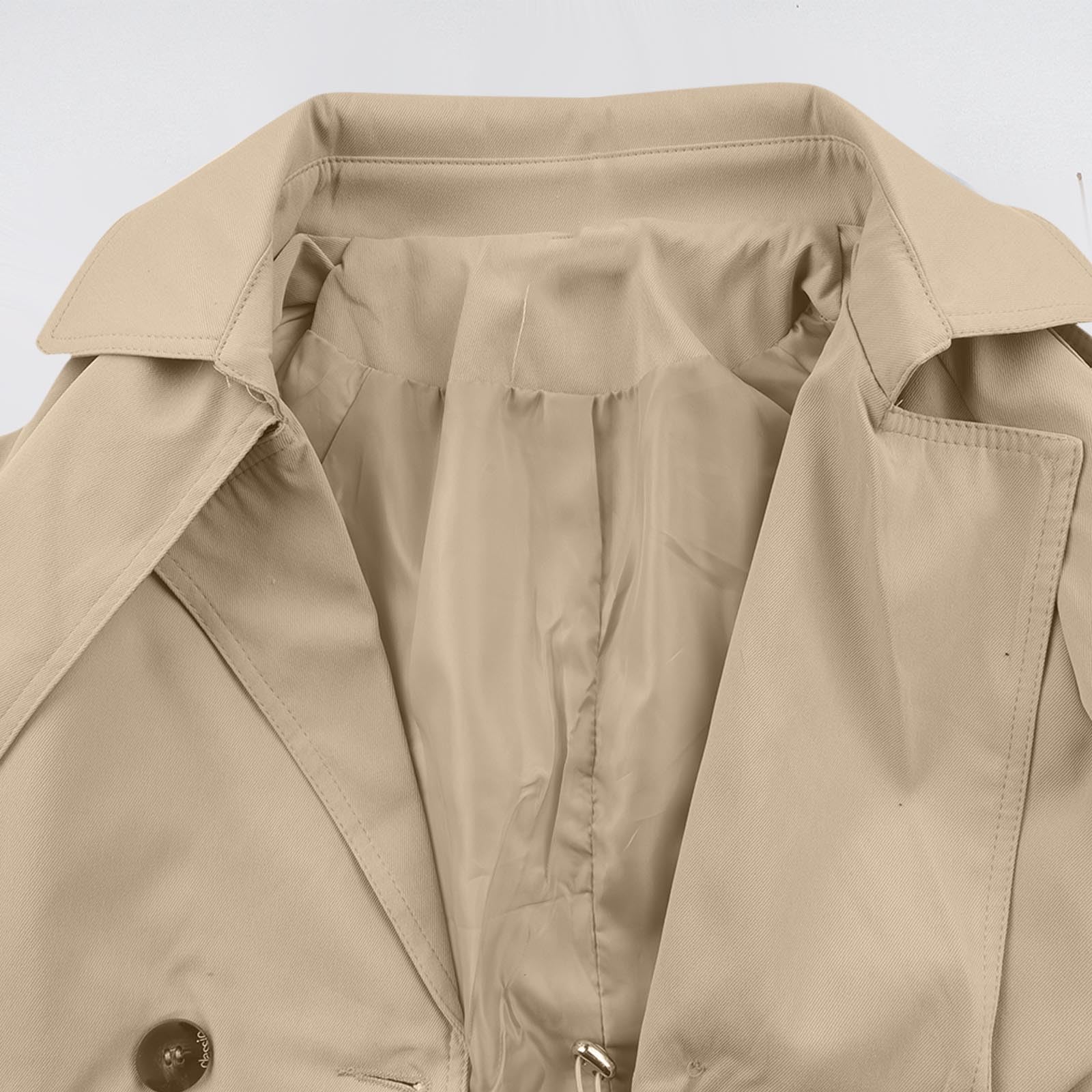 FUPODD Trenchcoat Damen Winter Mantel Damen Elegant Übergangsjacke Revers Zweireihig Damenjacken Langarm Windjacke Leicht Herbstjacke Mit Taschen Winterjacke Einfarbig Trench Coat Kurz Jacke Frauen