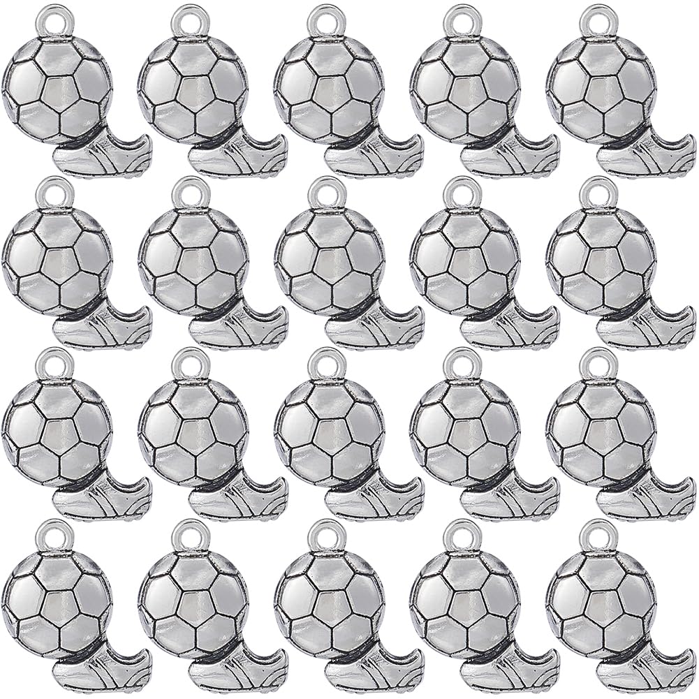Breloques de ballon de football en alliage robuste au style rétro vieilli
