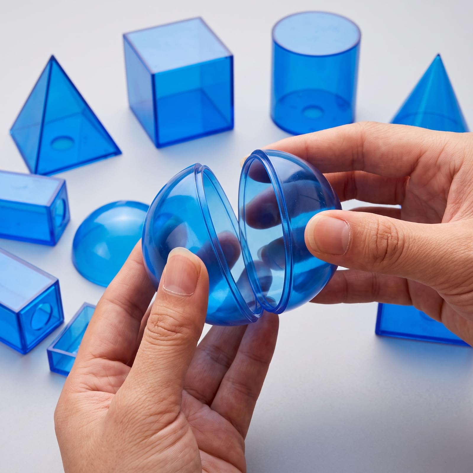 12 Pièces Solides Géométriques avec Base Amovible Éducatifs Solides Géométriques avec Couvercles Amovibles Éducatif pour Mathématiques
