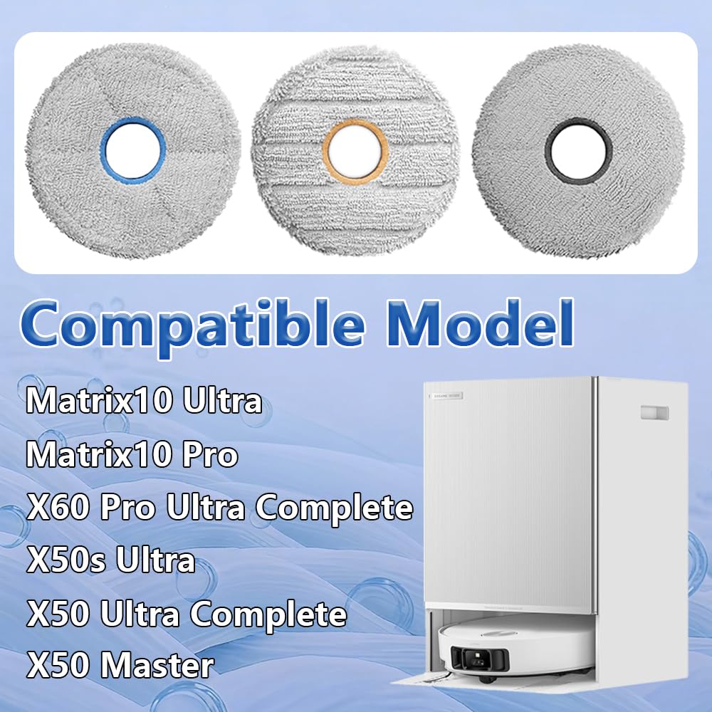 Serpillères pour Dreame Matrix10 Ultra / Matrix10 Pro Robot Aspirateur | Trois Types Différents d'Accessoires pour Tampons de Nettoyage, Multi-Serpillière, Pièces de Rechange Multifonctionnelles