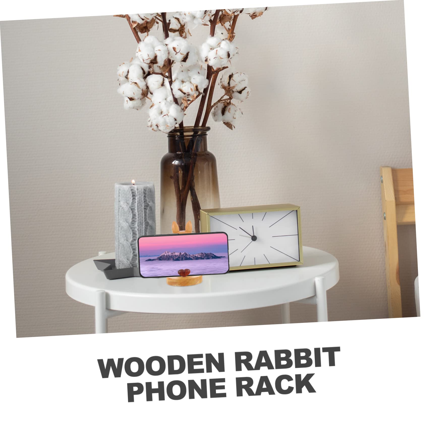 YARNOW 3pièces Support De Téléphone Bois Forme De Lapin Porte Téléphone De Bureau Accessoire Décoratif pour Smartphone Support Stable Et Mignon