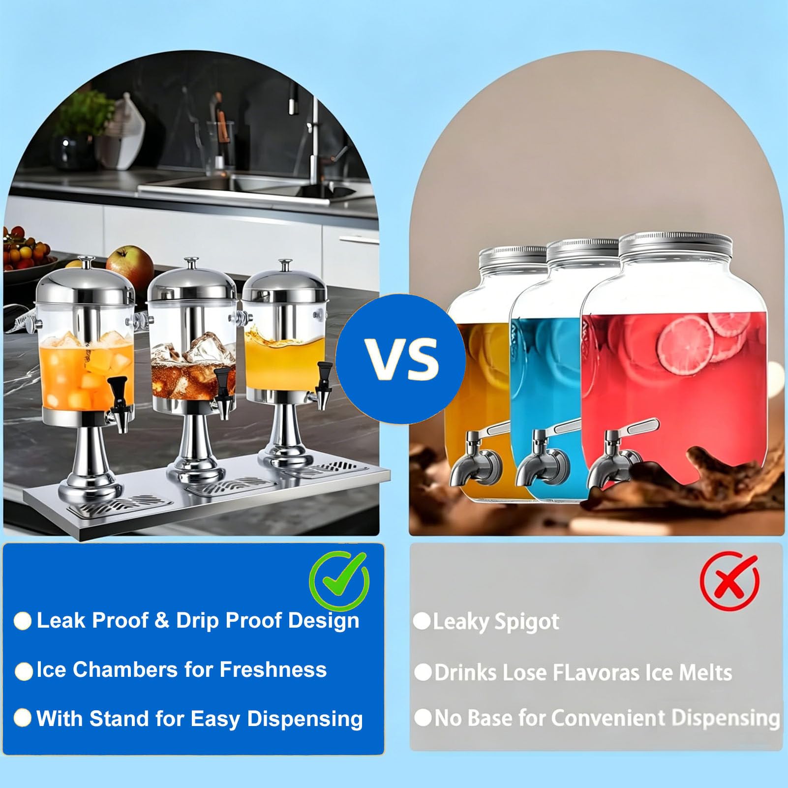 Dispensador de bebidas con grifo de acero inoxidable, dispensador de bebidas de vidrio de 6.3 galones para fiestas, eventos, autoservicio