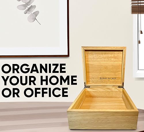 Miniatura 7 de Blake & Lake Caja ecológica de madera con tapa con bisagras, caja de almacenamiento de madera de roble con tapa, caja de recuerdos de madera, cajas