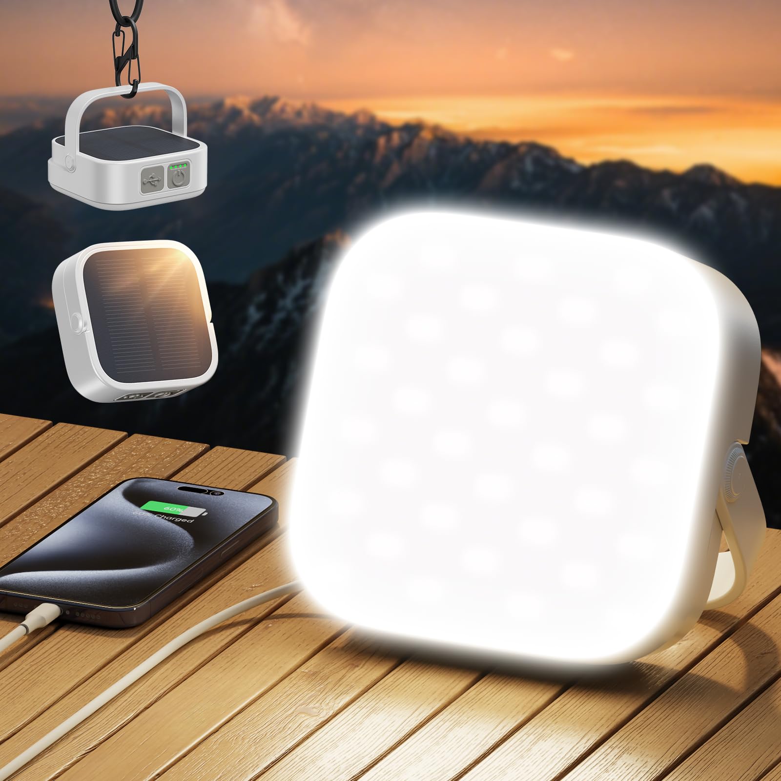 Eventek Lámpara Solar de Camping 4000LM 10000mAh LED Recargable IP65 Impermeable