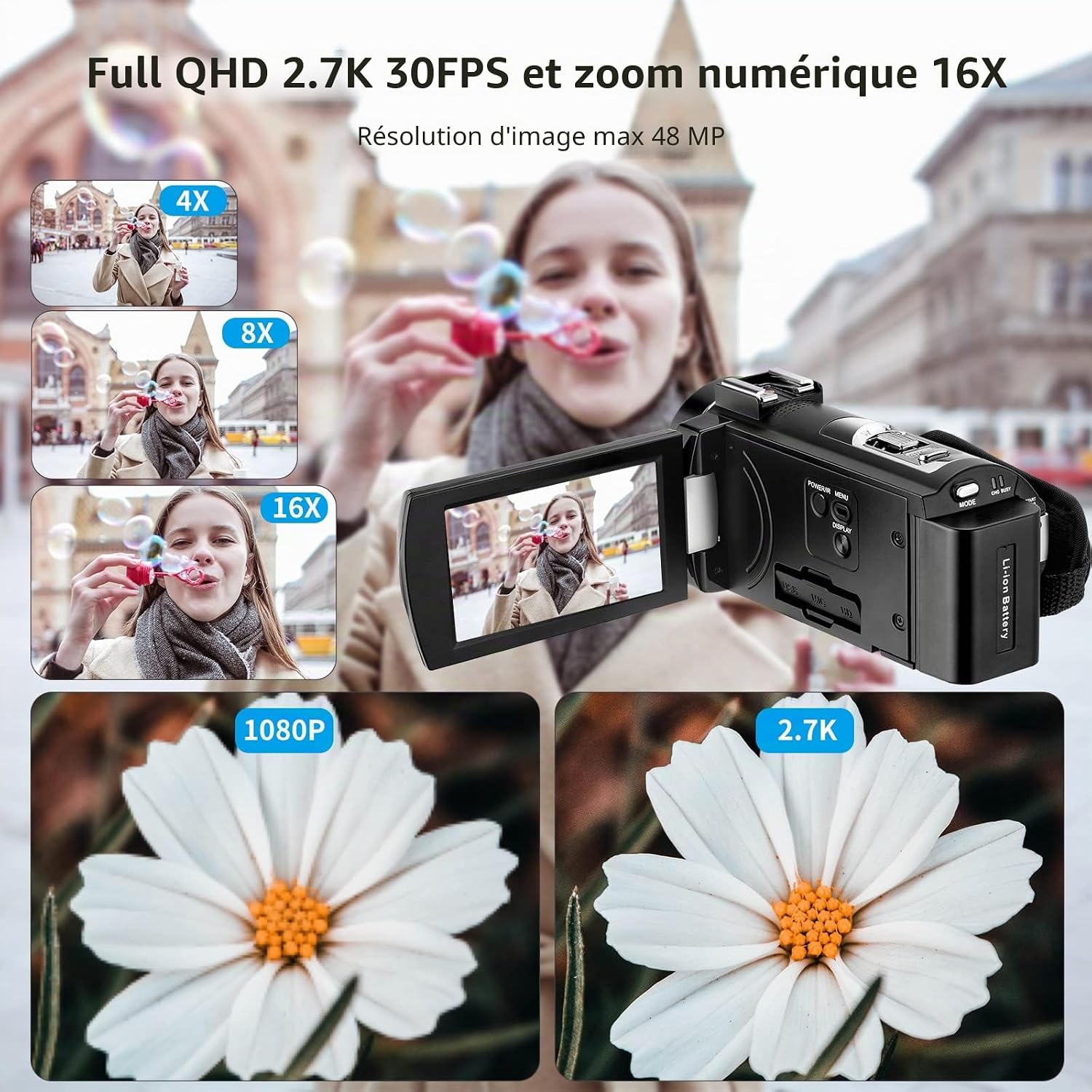 ORDRO AE7 Camcorder with screen open