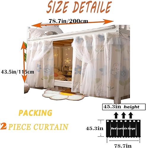Vista 105 de Dorm Home Bunk Nets Bed Curtains Cloth Bed Canopy Blackout College Students Shading Nets Breathable Single Sleeper