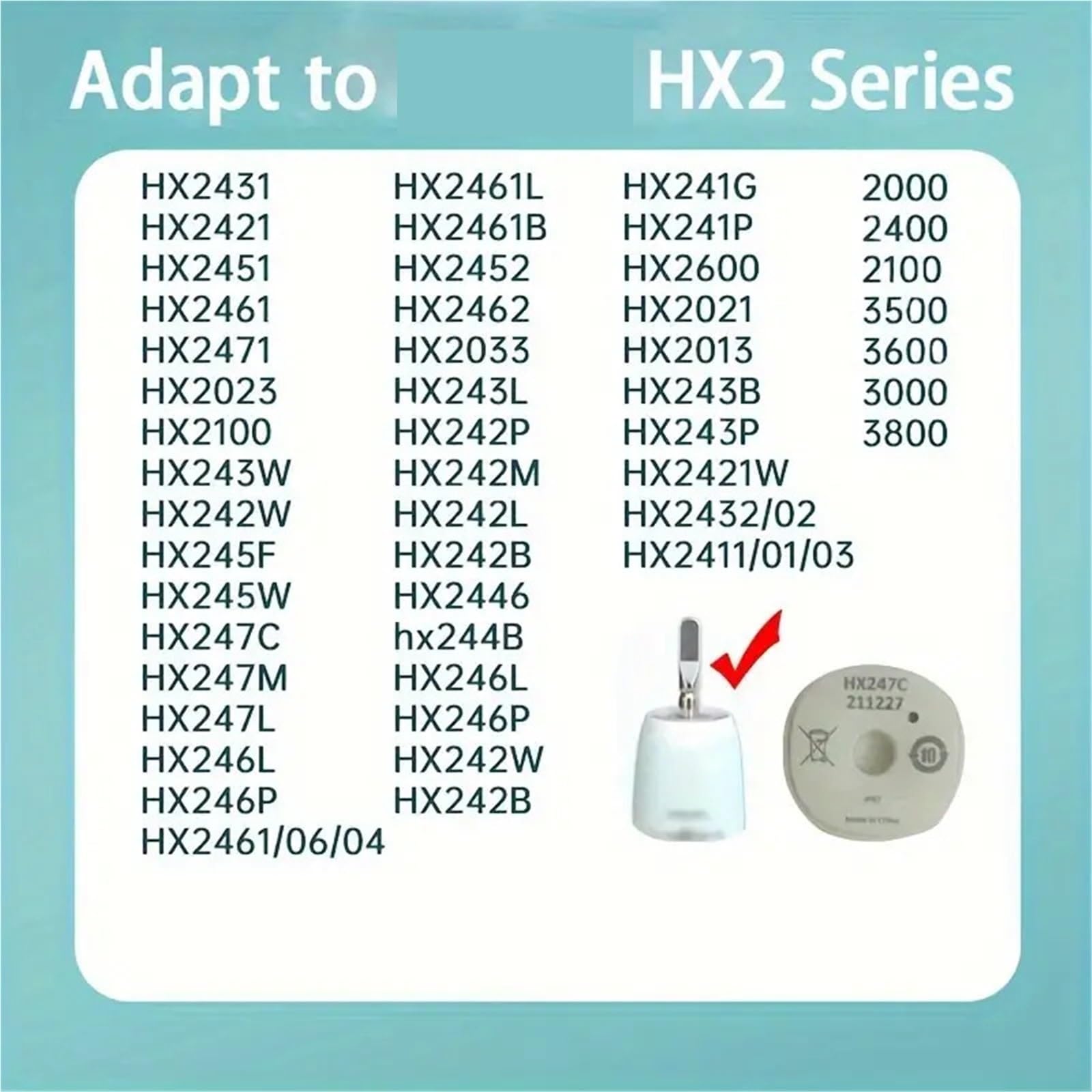 Testina con copertura, compatibile con Philips, HX2033 HX2421 | HX2431 HX2451 HX2461 HX2471 HX2023(10pcs)