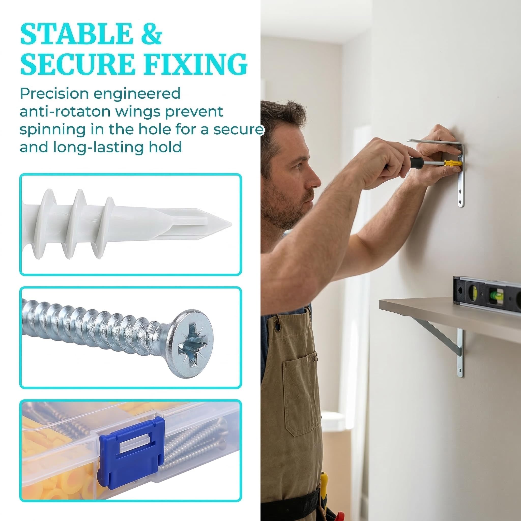 Kit de anclajes y tornillos de pared de plástico, 510 piezas, 6 tamaños, multicolor, juego de herrajes para paneles de yeso