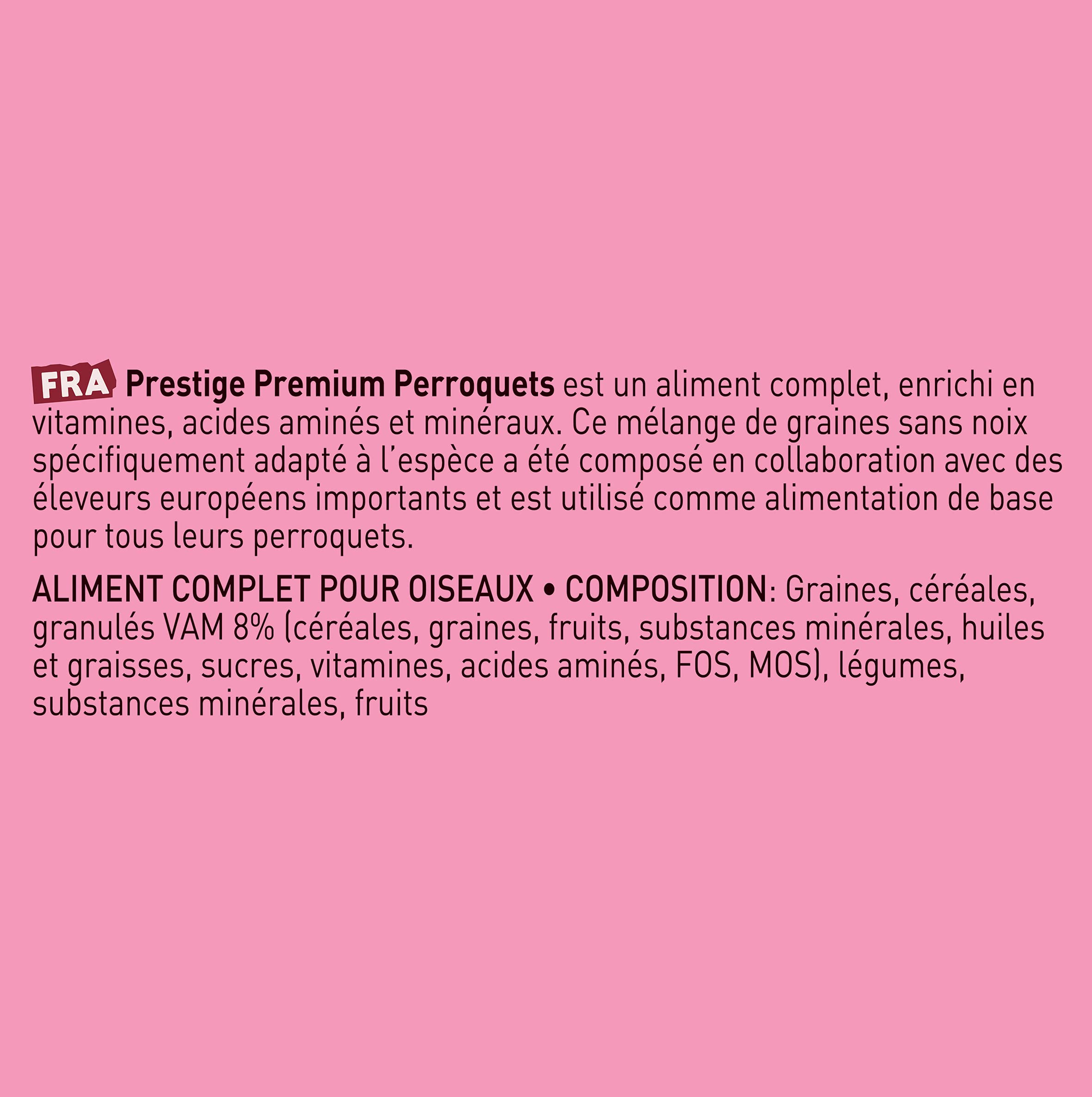 VERSELE-LAGA - Prestige Premium Perroquets - Mélange de Graines Enrichi, Complet et Varié sans Noix (15 Kg)