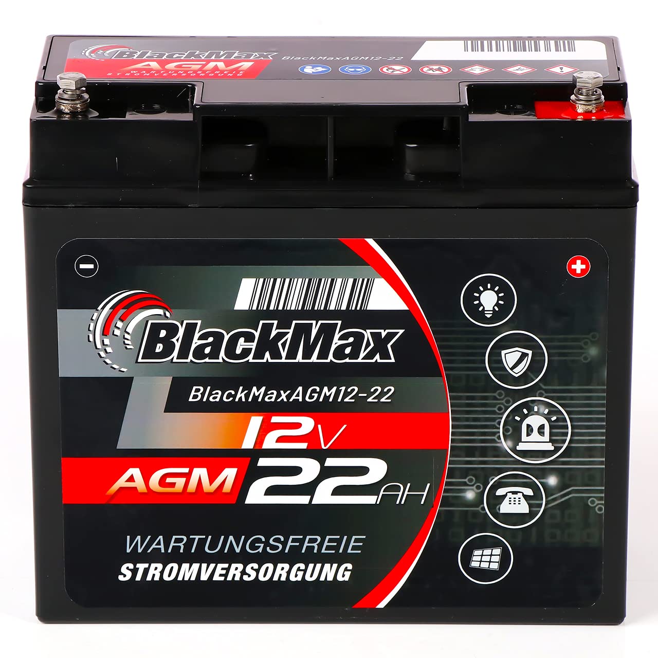 BlackMax AGM Bleiakku 12V 22Ah Solar Alarmanlage USV
