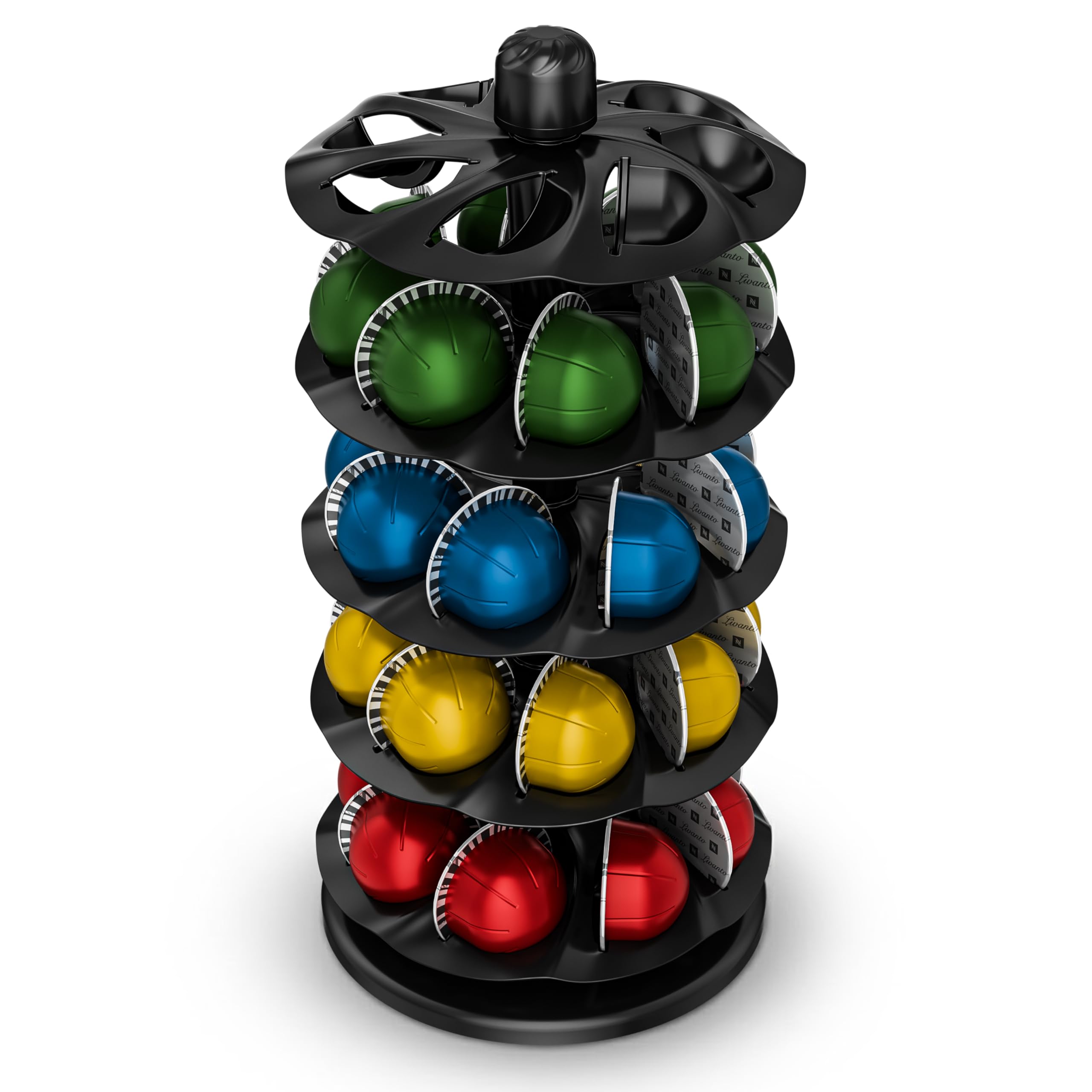 EVERIE Rotary Coffee Pod Capsules Carousel Holder Organizer Compatible with 40 Nespresso Vertuoline Capsules (Black)