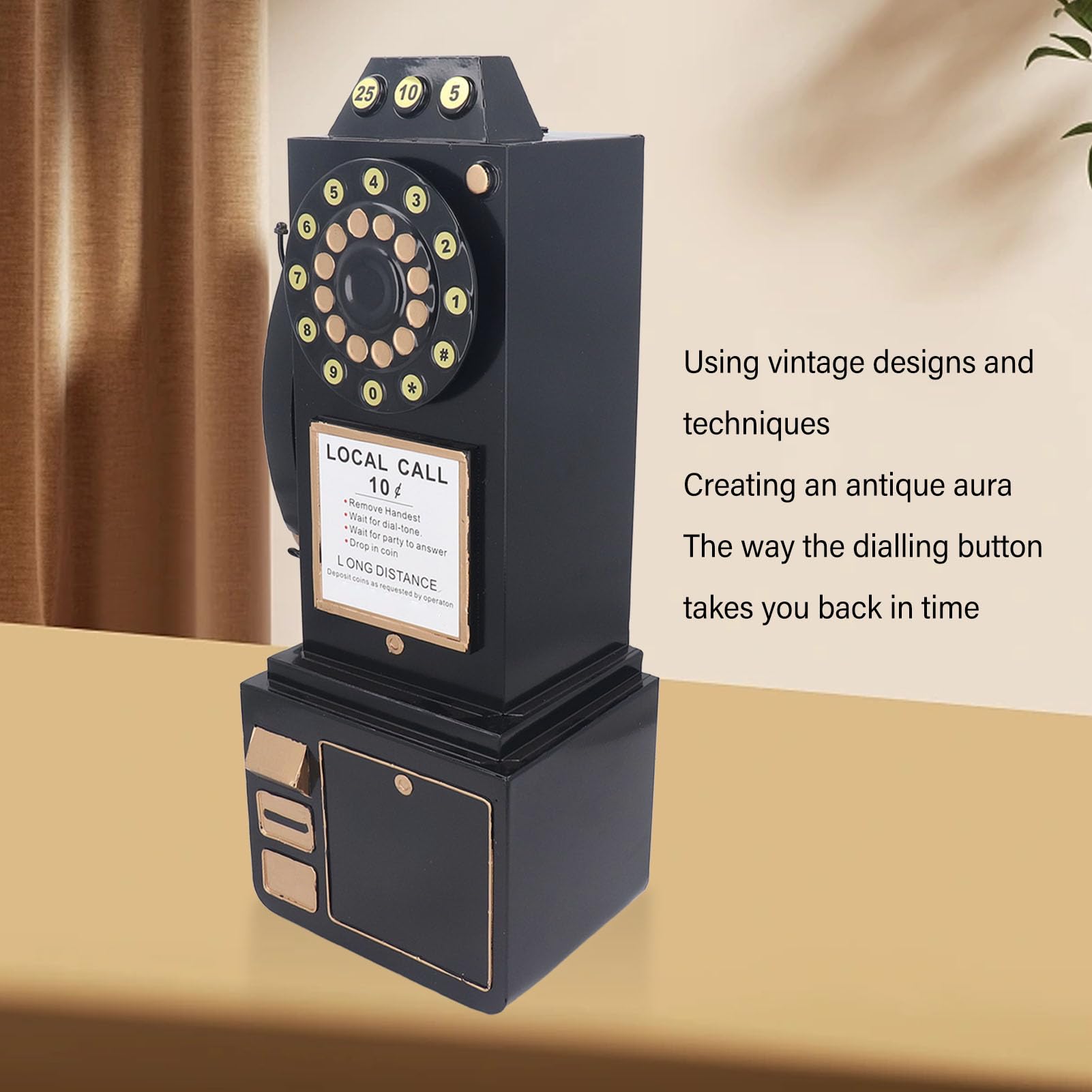 Retro Montowany na ścianie Model Telefonu, żelazny Retro Staromodny Numer Telefonu Stacjonarnego Statua Biurko Telefon Ozdoba Dekoracyjne Telefony do Rekwizytów Fotograficznych