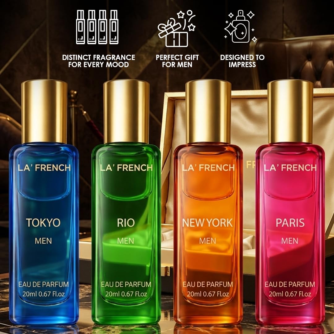 La French Luxury Perfume Gift Set for Men – 4 × 20ml | Spicy, Floral, Musk & Fresh Long-Lasting Fragrances | Premium Men’s Perfume Collection 3