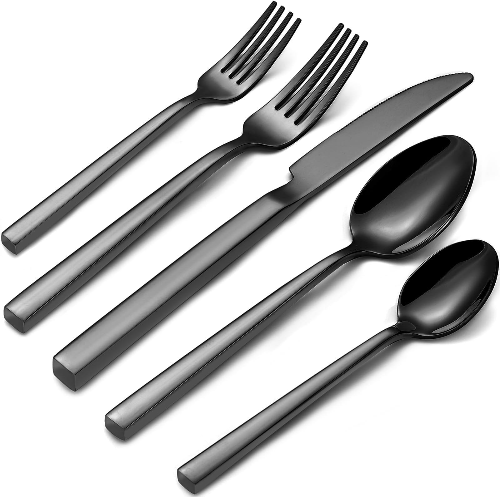 Viriby Black Silverware Set for 8, 40Piece 18/10