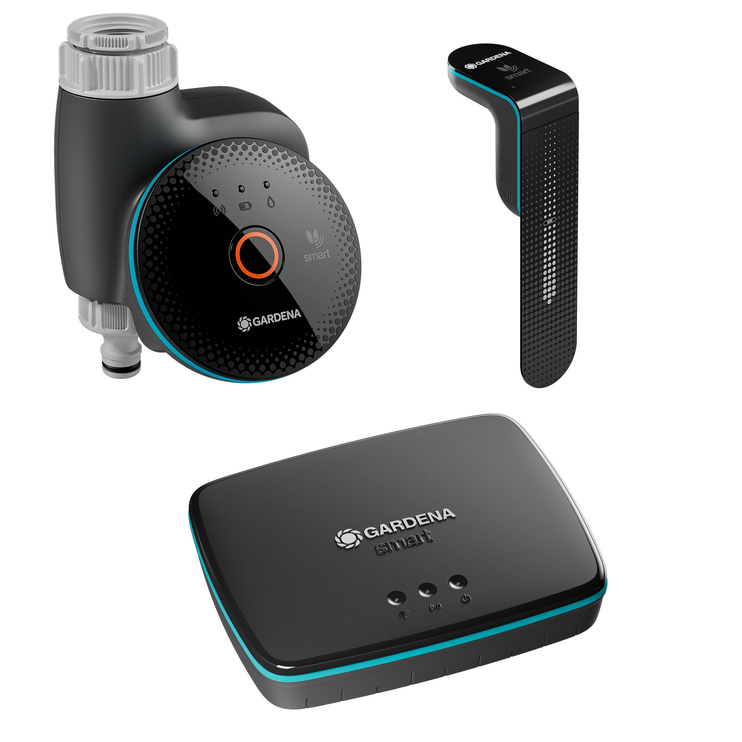 Gardena Smart Sensor Control Set Controles de Agua; Inteligente: riego controlado por Datos, integración de hogar Inteligente, Sensor de Humedad del Suelo Incluido, tecnología de válvula de Alta