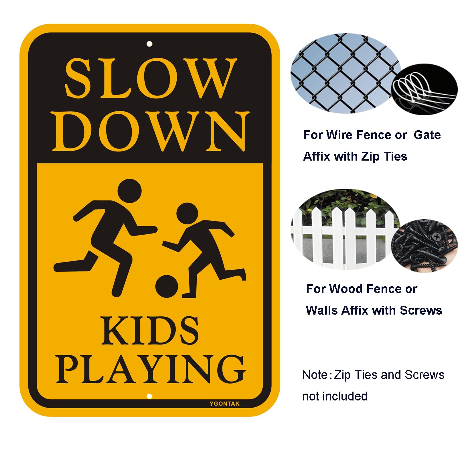 Lot De 2 Panneaux De Sécurité « Slow Down Kids And Pets At Play Yard » De 45 ,7 X 30,5 Cm Pour Le Quartier, En Métal Réfléchissant, Robuste, En Aluminium Rouille, Imperméable