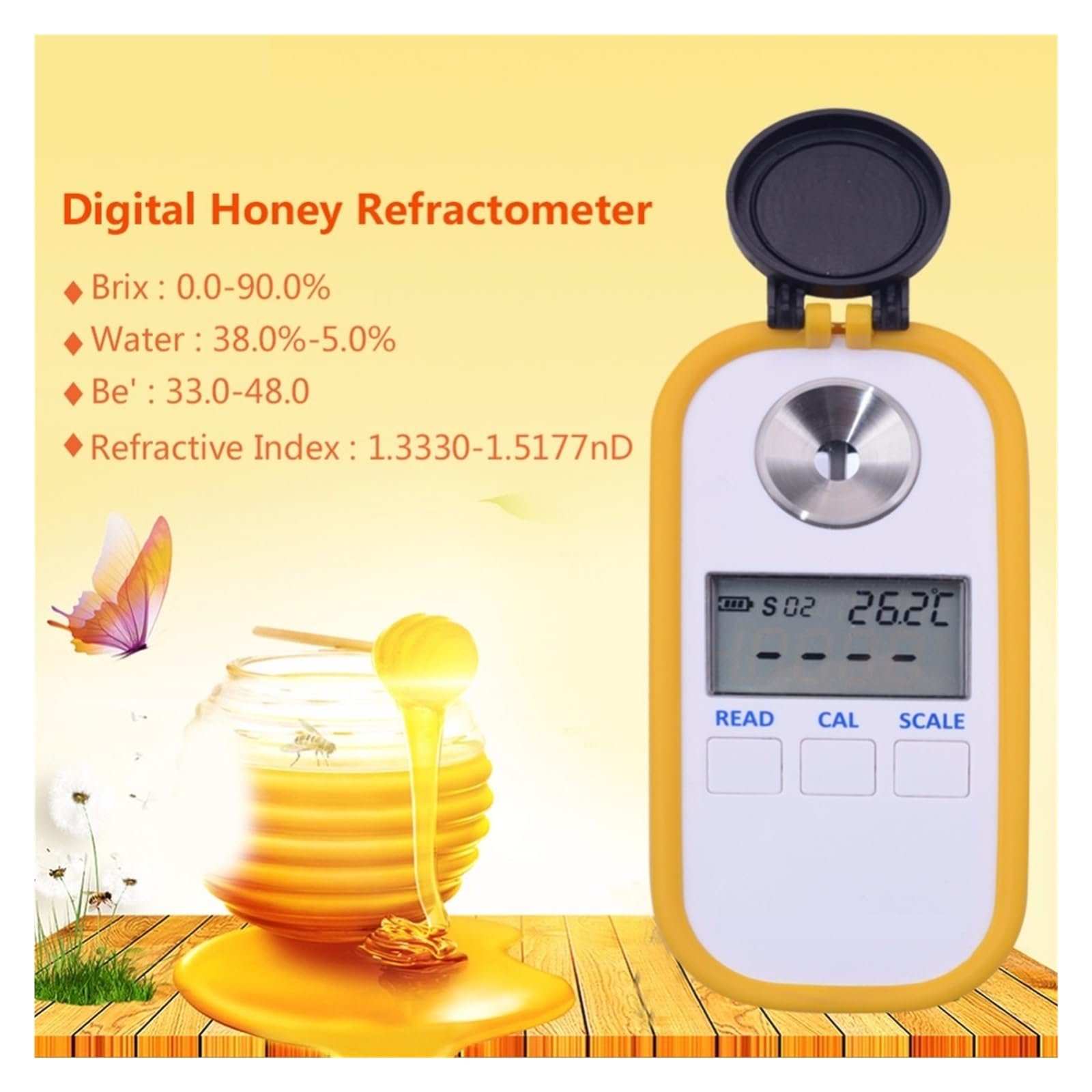 Rifrattometro Digitale for 4 in 1 Brix/Acqua/Be'/Indice di Rifrazione Risposta Rapida