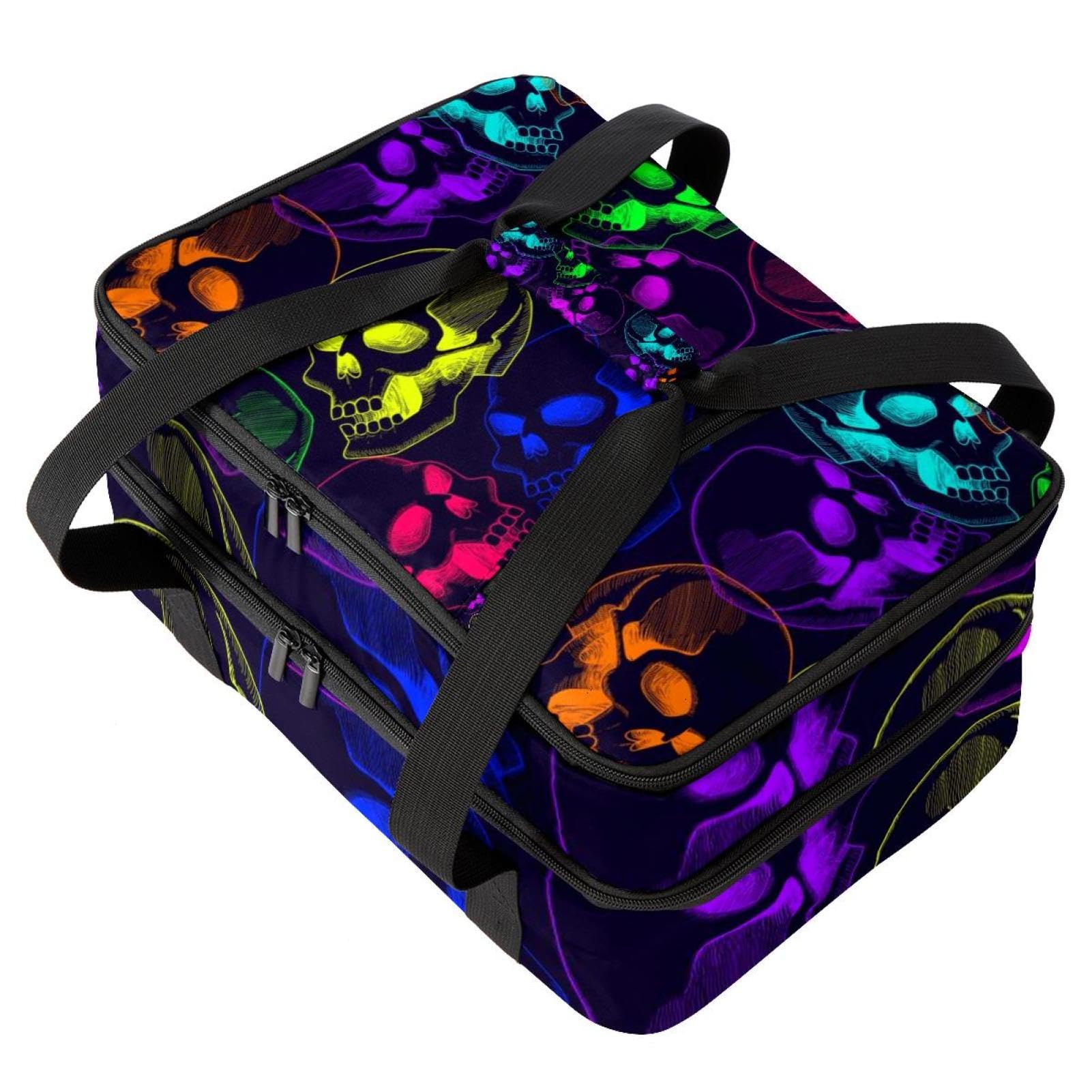 Grand sac à déjeuner isotherme pour homme et femme, double couche, étanche, étanche, réutilisable, sac fourre-tout pour le travail, l'école, le pique-nique, la plage, le camping, les voyages, motif
