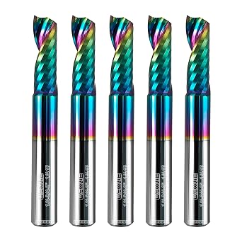 Tools Solid Carbide CNC Spiral Single Flute End Mill - for Acrylic Plate Aluminum, Wood, Plastic, Brass, Copper Cutting - 1/4 Diameter 1/4" Shank 2" Length,1 Flute 1/4-2.0" 5PCS