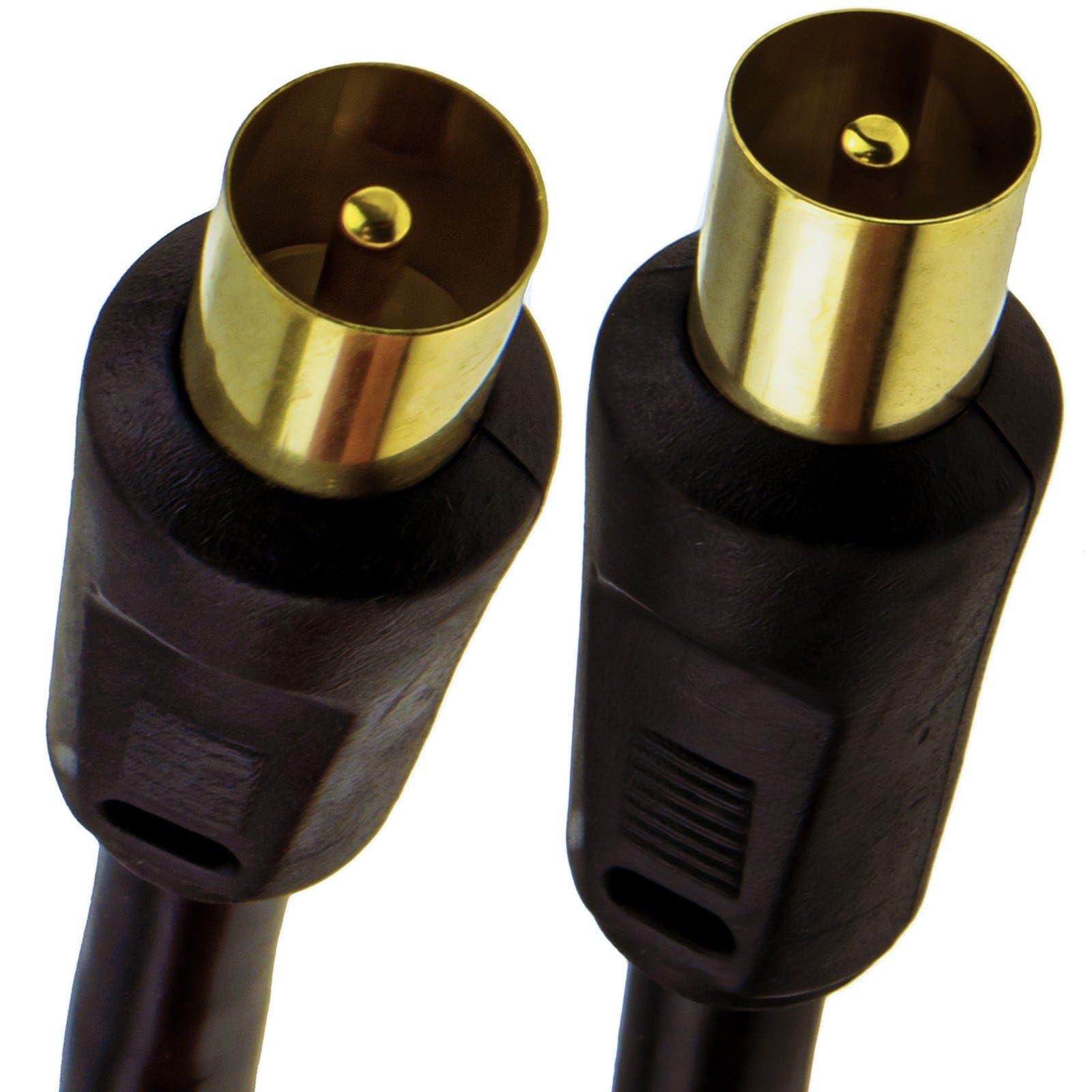 kenable Cavo coassiale RF antenna TV RG6 spina maschio a spina connettori placcati oro Freeview HD 75 Ohm schermato nero 1,5 m