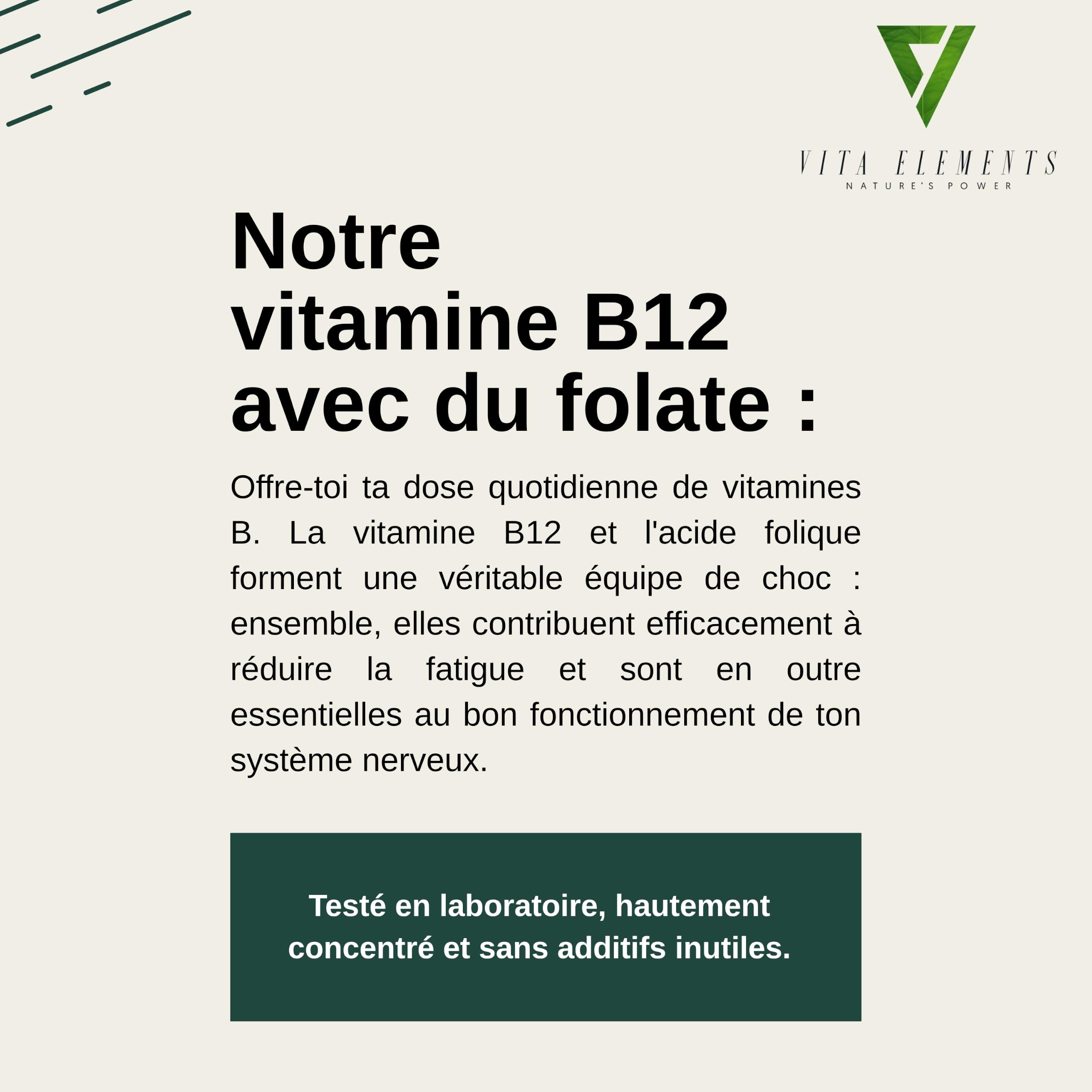 Vita Elements Vitamine B12 avec Acide Folique - 180 comprimés - Lot de 3