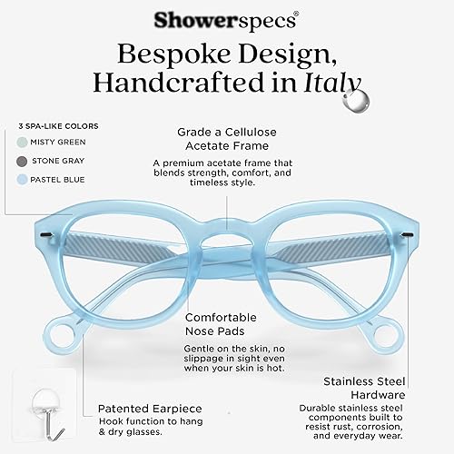 Miniatura 6 de Gafas antivaho para lectura con revestimiento antiniebla, gafas de lectura ligeras con gancho para una visión clara en vapor y ducha, Gris Stone