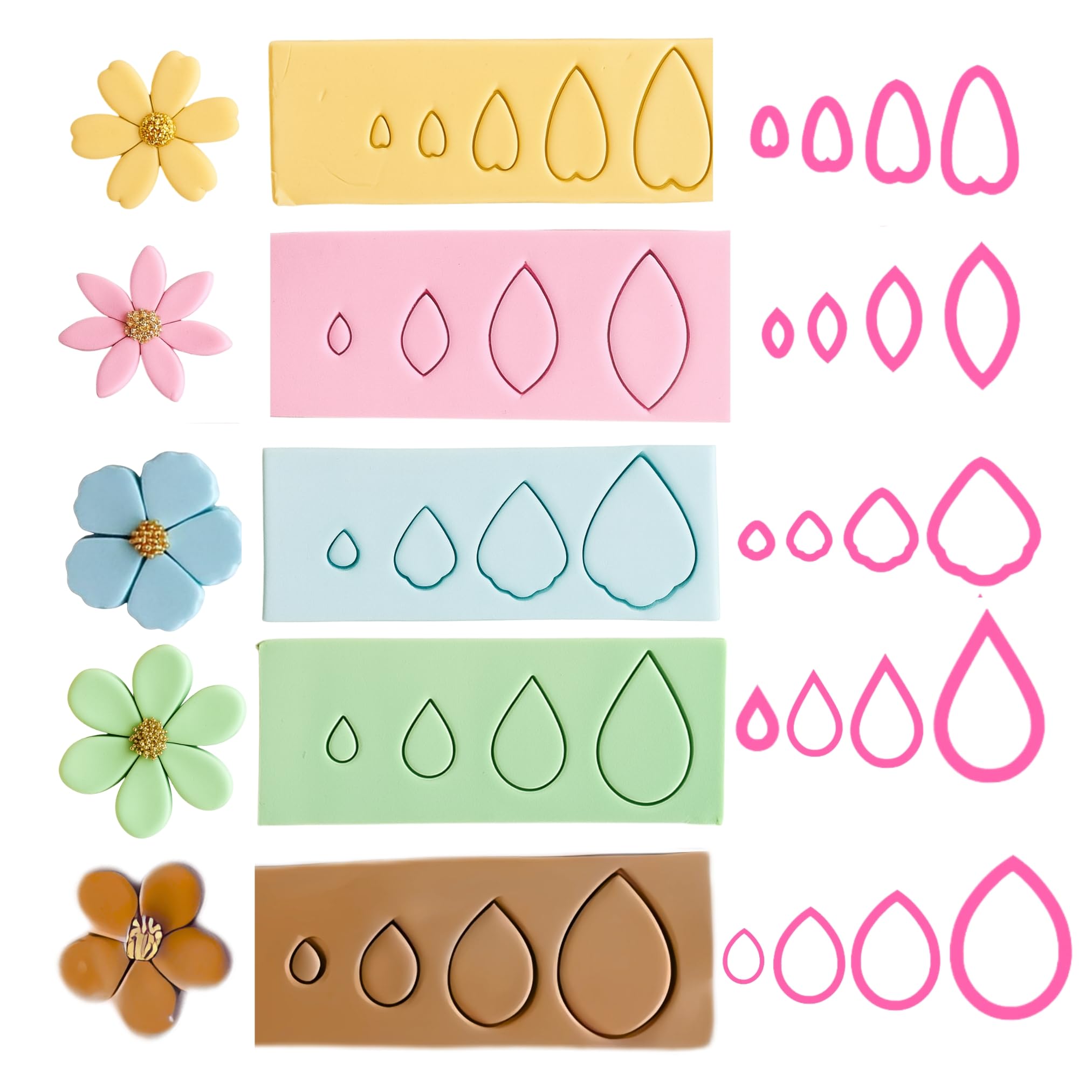 Dhanishtha Polymer Clay Cutter Cutters | Clay Tools | Petal Floral Leaf Mini Micro Sets | Jewellery Earing Making | Color May Vary | Set of 20 Cutters | Biggest Cutter is 25mm |