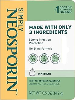 Neosporin Simply Formula 3-Ingredient First Aid Antibiotic Ointment and Wound Care Treatment with Bacitracin Zinc and Polymyxin B Sulfate, Preservative-, Paraben- and Neomycin-Free, 0.5 oz