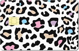 CREATCABIN Autocollant Carte Débit Léopard Personnalisé Vinyle Imperméable pour Carte Crédit,Autocollant Coloré Amovible,Protection sans Bulle pour Décoration Carte Transport 7.3x5.4,(5) cm