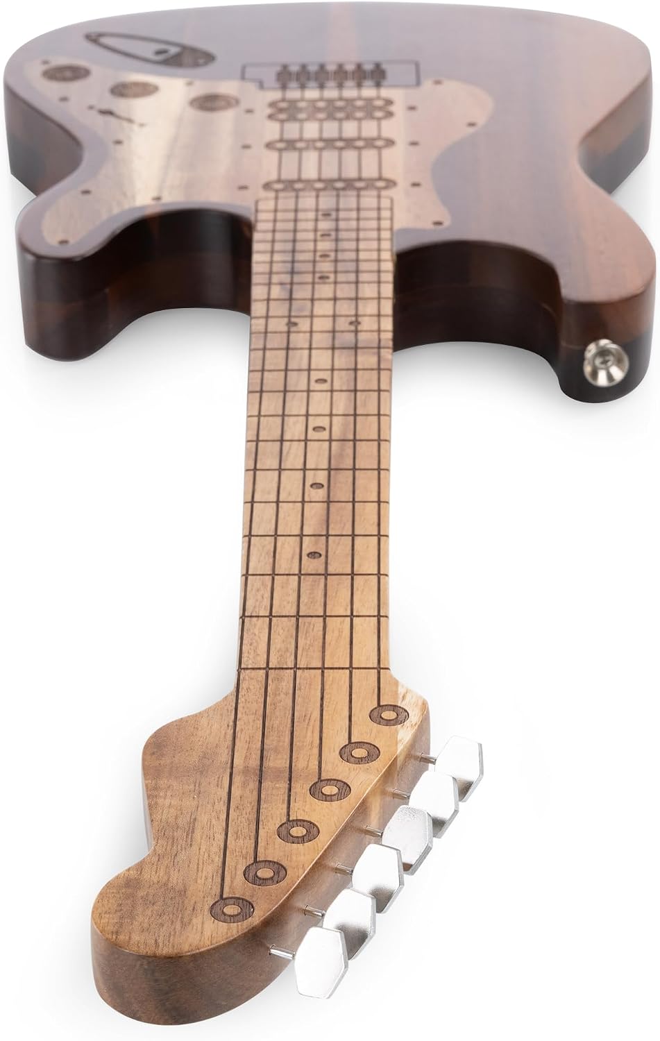 PICNIC TIME Guitar Legend Cheese Board & Knife Set, Novelty Charcuterie Board Set with Stainless Steel Tools Housed in Guitar-Shaped Piece, Swivel-Open Serving Platter, Charcuterie Set, (Acacia Wood)