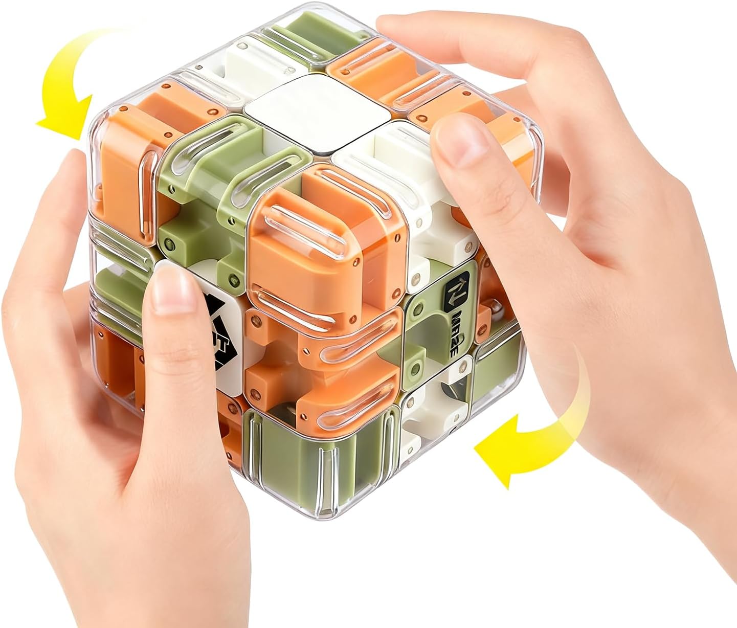 3D Maze 3x3 Speed Cube, 3x3 Maze Ball Labyrinth Game, Unlock The Path from Start to Finish, Challenging Fidget Toy & Concentration Game for Kids & Adults, 8.5cm (A)