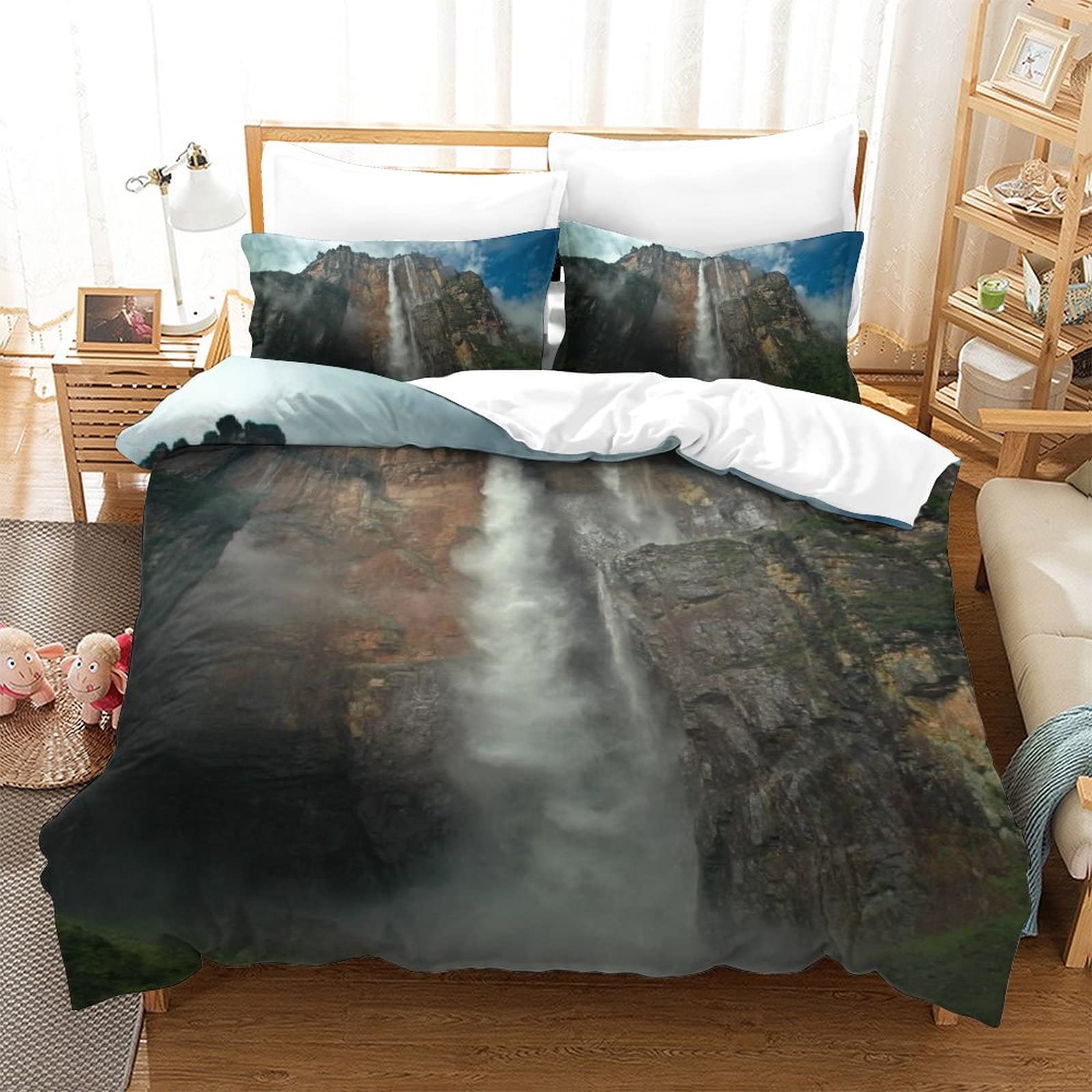 Literie imprimée en 3D Angel Falls parure de lit nature pour chambre enfant et adolescent