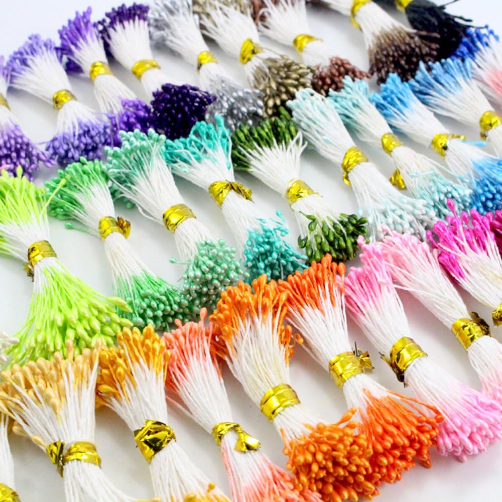 Sorrento Crafts 900pcs/lot Multicolor 1mm Double Heads DIY Pearl Flower Stamen Pistil Cake Craft Wedding Home Decoration(Color 1) thumbnail