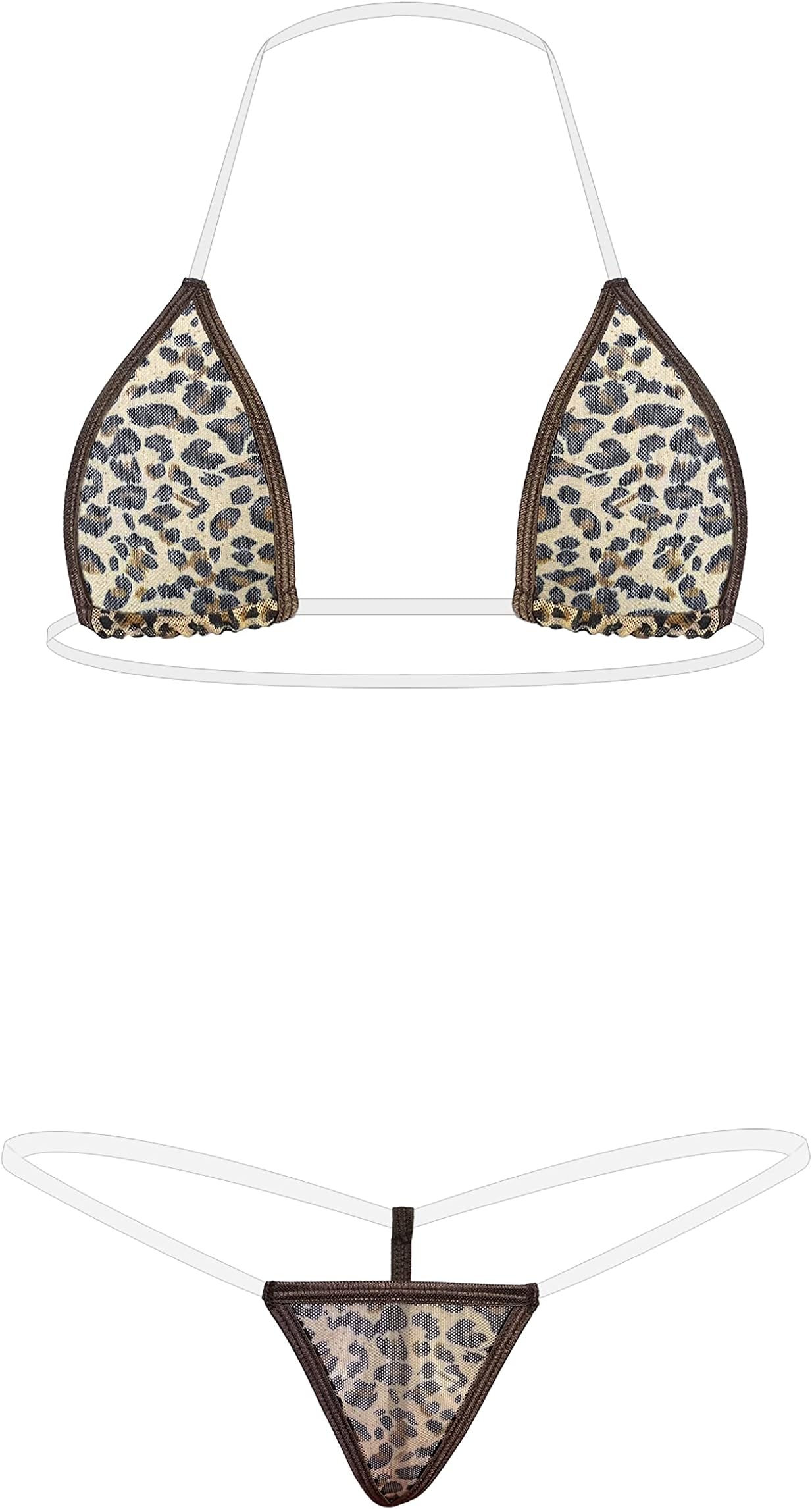Women Sexy Leopard Mini Micro Bikini g String Sheer Bathing Suit Set…