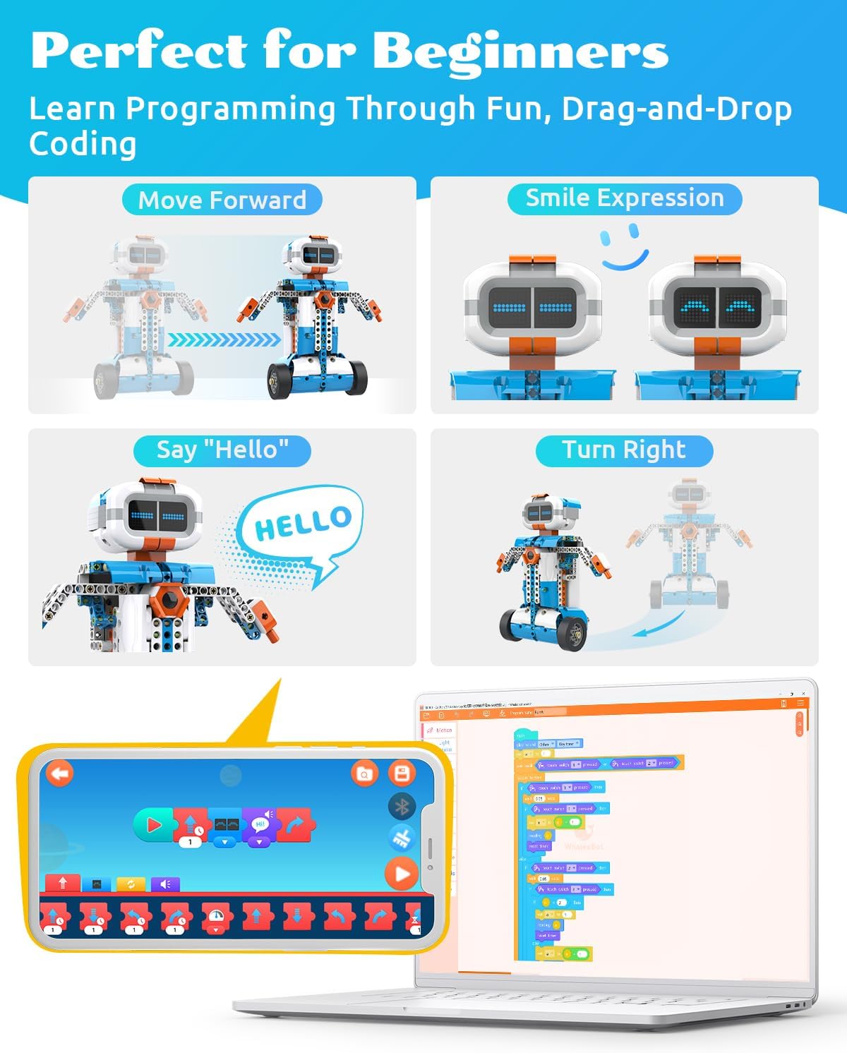 WhalesBot E7 Pro Scratch-like Programming Interface