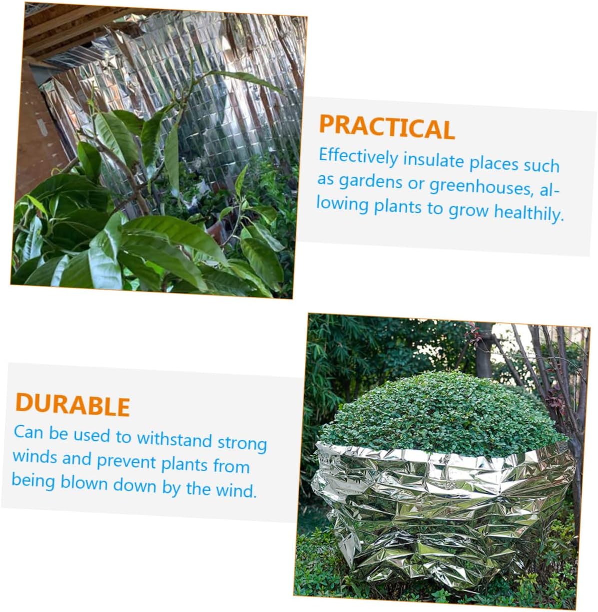 12-Pack Silver Reflective Plant Growth Film Sturdy Polyester Insulation Blanket for Greenhouse and Garden Use Emergency Survival Blanket