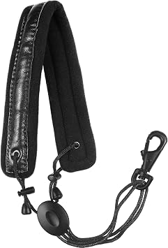 KUWAN Saxophone Neck Strap Soft Sax leather strap Padded for Alto & Tenor Sax Baritone Soprano sax strap-black