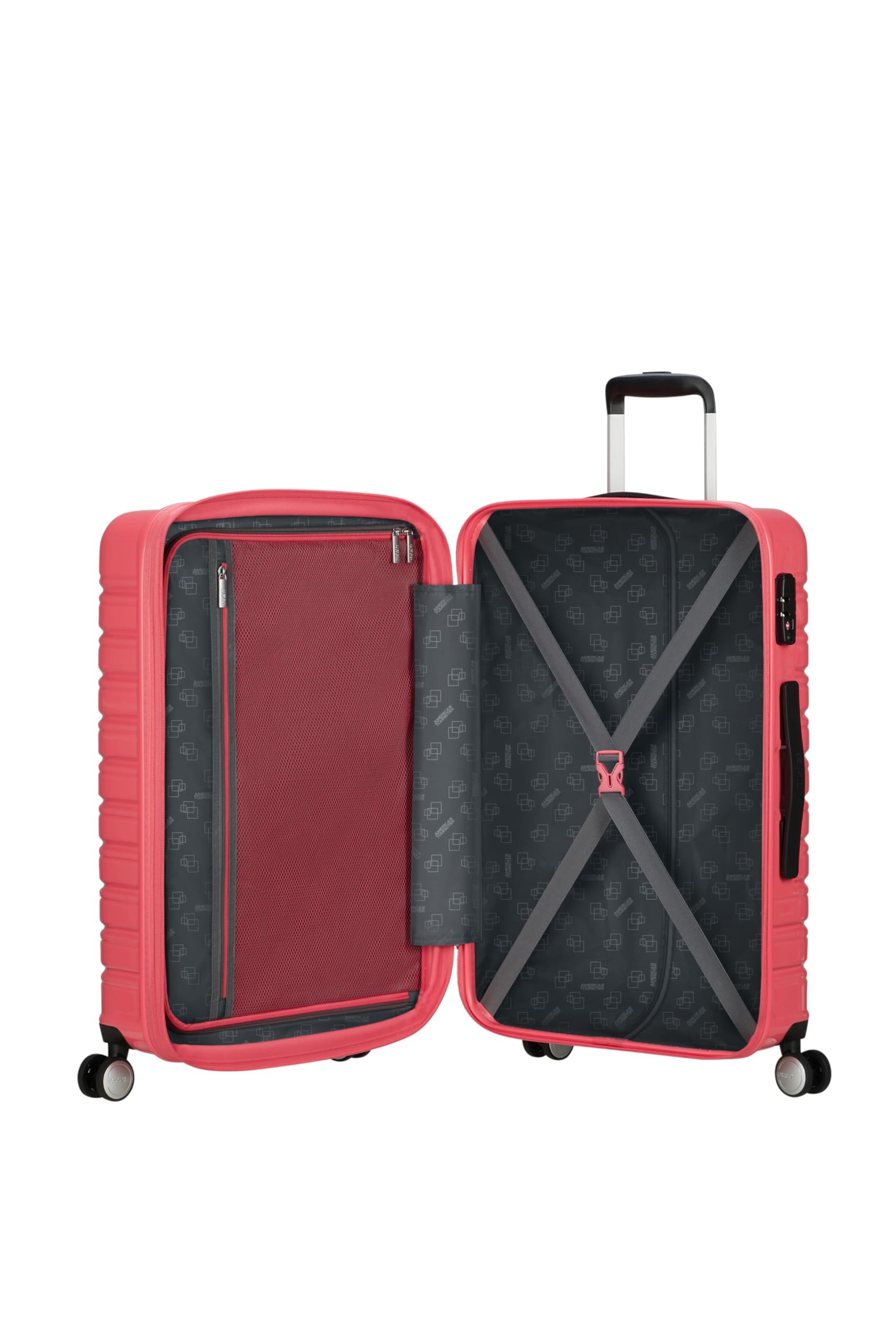 American Tourister Flashline Pop - Spinner M, espandibile valigia, 67 cm, 69/75 L, rosa (rosa corallo)