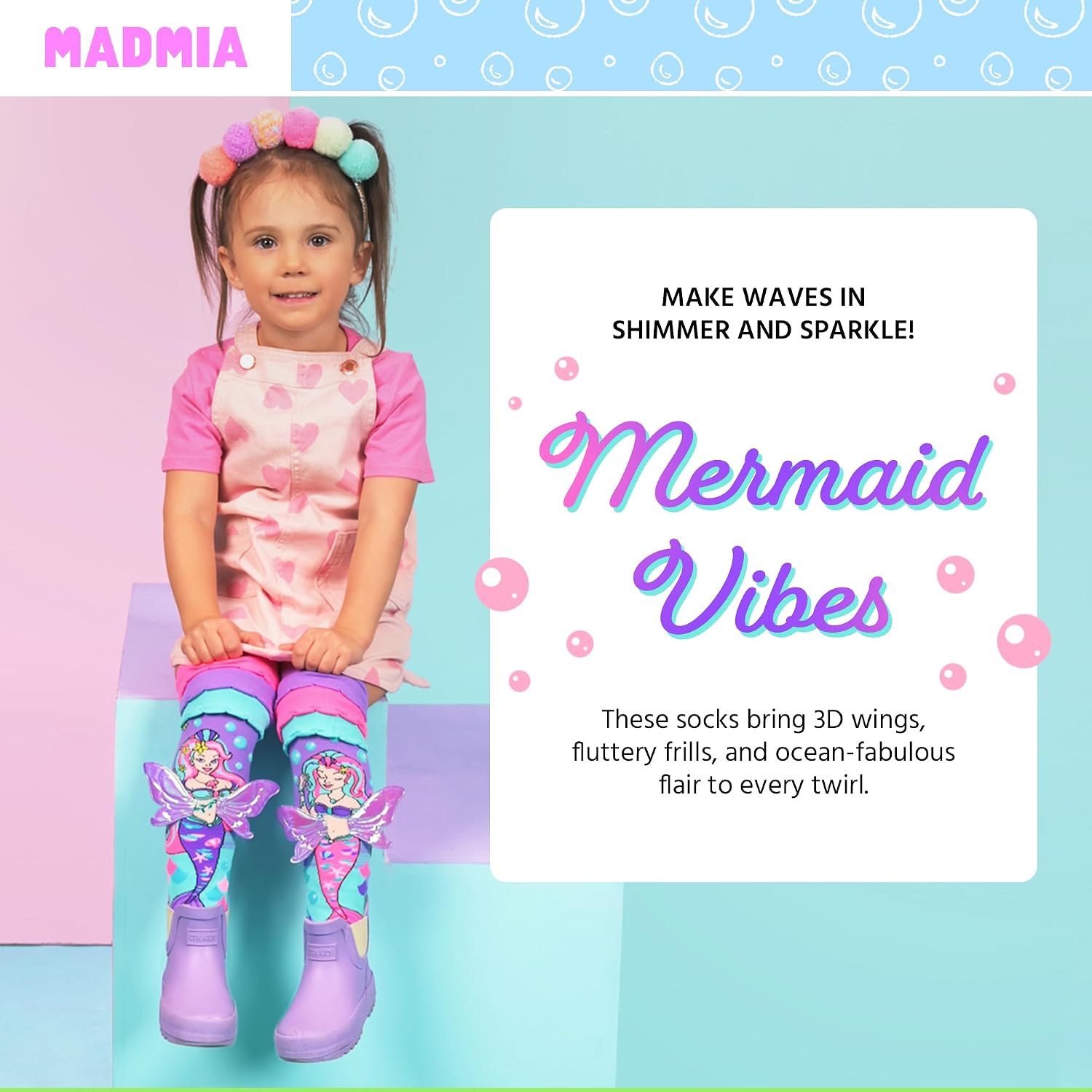 MADMIA Mermaid Vibes Knee-High Socks – Colorful Princess Dress-Up Socks for Kids & Adults