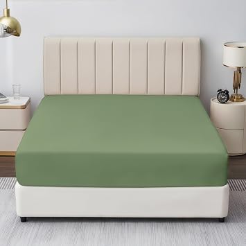 King Fitted Sheet - 600 Thread Count Egyptian Cotton, Cooling Sateen Weave Bed Sheet, 16-Inch Deep Pockets with No-Pop Elastic, Soft, Durable, and Breathable Bottom Sheet Sage Green