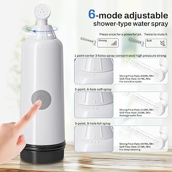 Portable Bidet for Travel with 6 Spray Settings, High Pressure Handheld, Rechargeable Electric Portable Bidet for Women & Men (Blue)