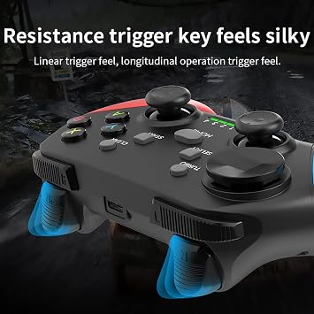 Wireless Mobile Gaming Controller for iOS, Android, iPad, Tablet, PC, Switch Pro, Bluetooth Wireless Game Controller for PS3 Gamepad Joystick Control with Turbo Vibration Black